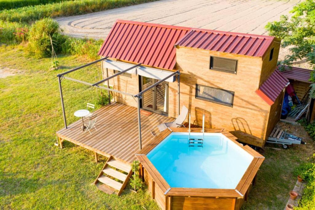 Myinsolite - Tiny-House, Jacuzzi, Brasero, Piscine 에그모르트 외부 사진