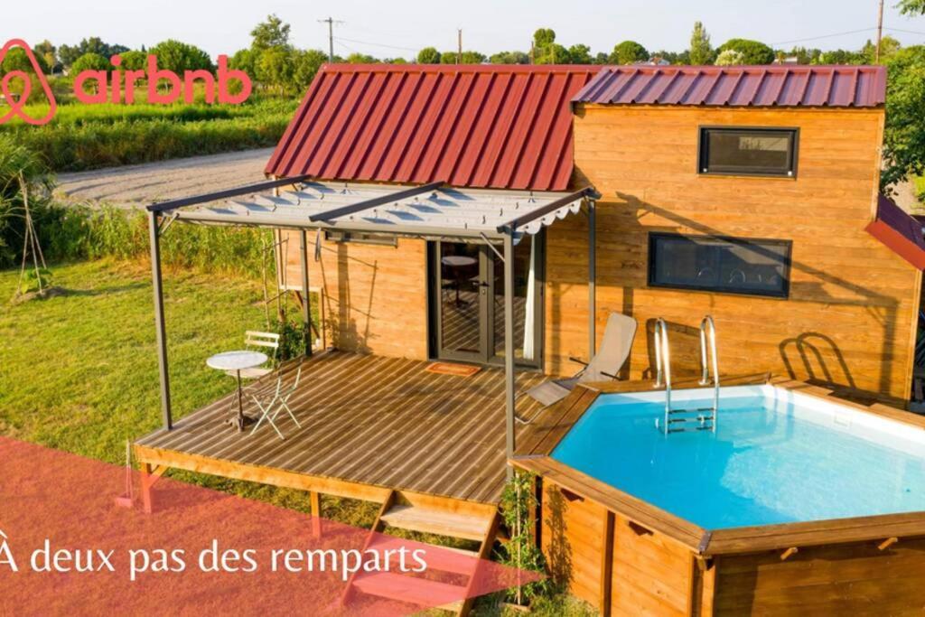 Myinsolite - Tiny-House, Jacuzzi, Brasero, Piscine 에그모르트 외부 사진