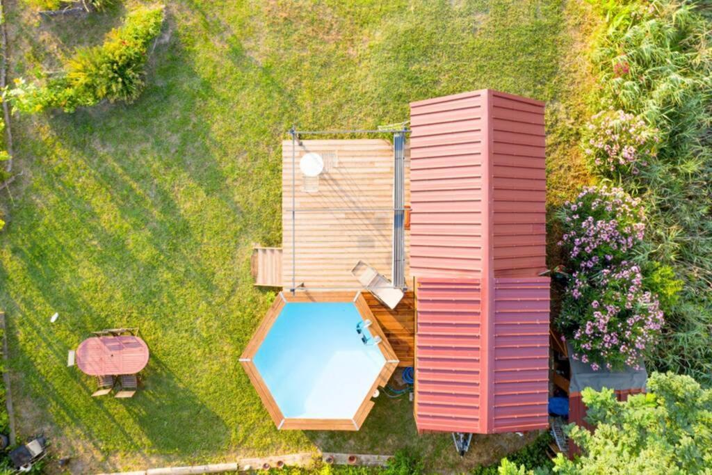 Myinsolite - Tiny-House, Jacuzzi, Brasero, Piscine 에그모르트 외부 사진