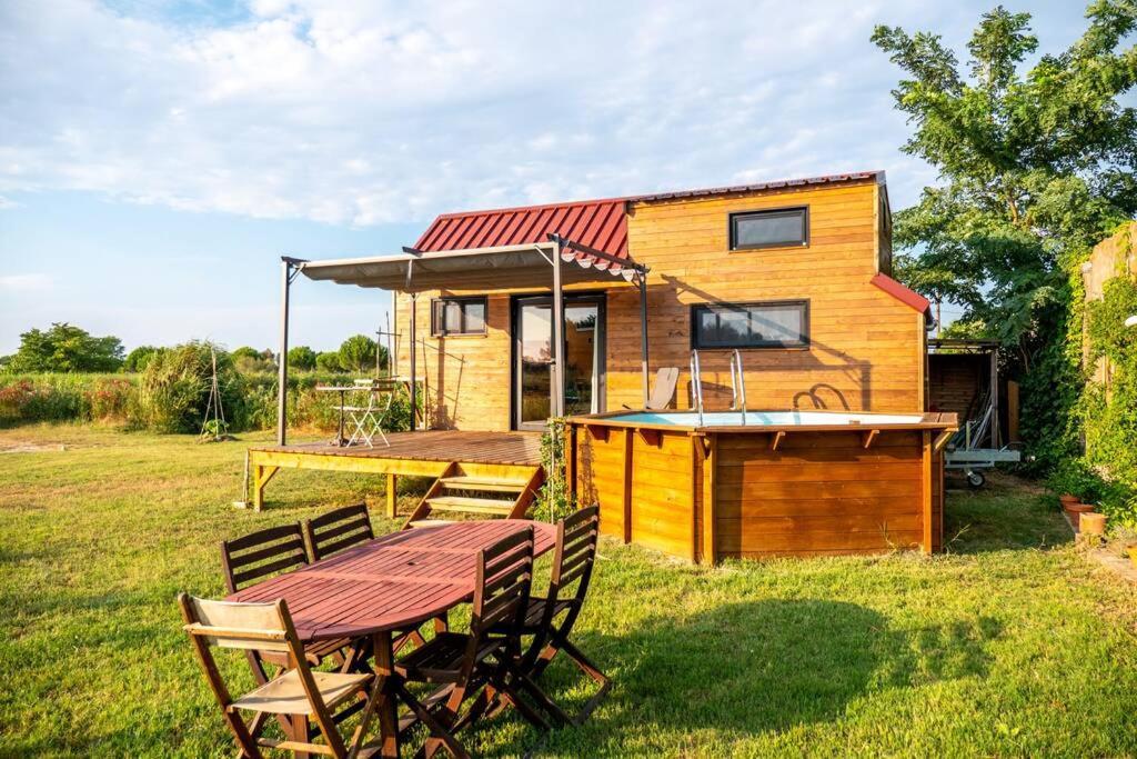 Myinsolite - Tiny-House, Jacuzzi, Brasero, Piscine 에그모르트 외부 사진