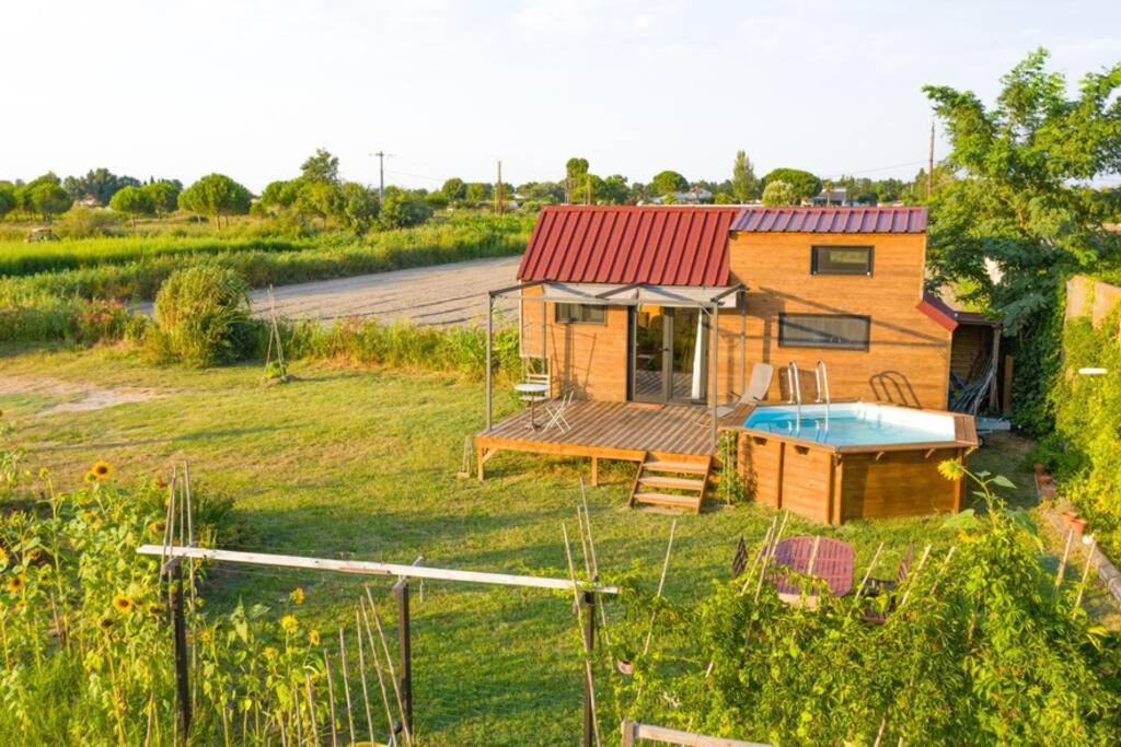 Myinsolite - Tiny-House, Jacuzzi, Brasero, Piscine 에그모르트 외부 사진